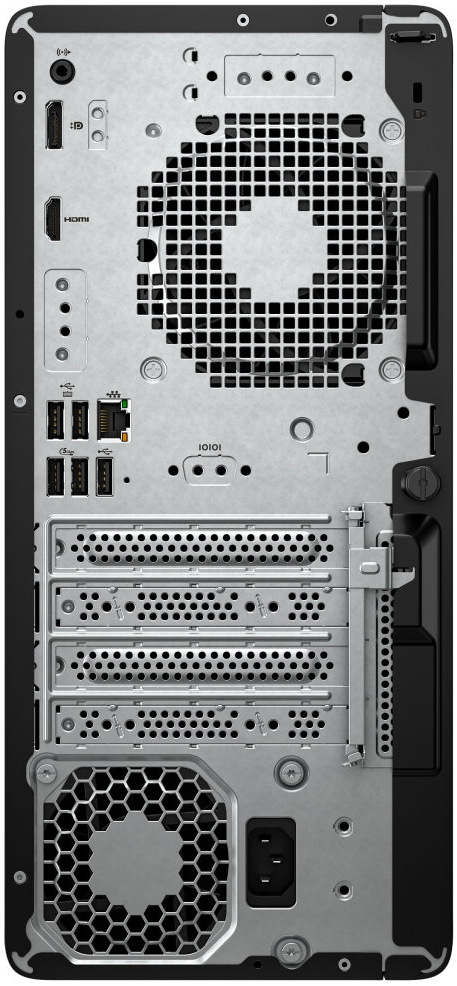 Stolný počítač HP ProDesk 4 Tower G1i AI čierny Zadná strana počítača HP ProDesk 4 Tower G1i AI s bohatou sadou portov