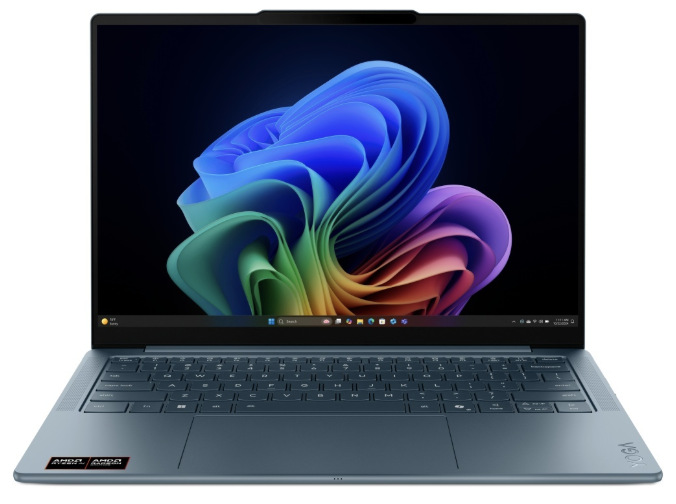 Modrý notebook Lenovo Yoga Slim 7 14AKP10 s otvoreným systémom Windows 11″ width=