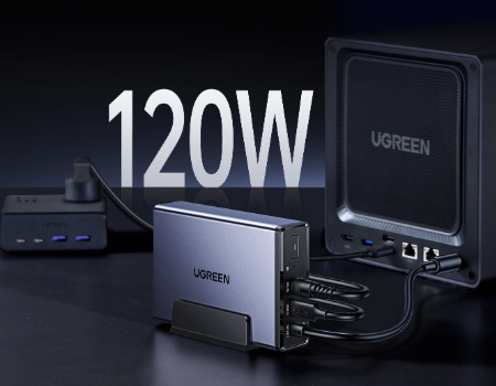 Záložný zdroj UGREEN 45615 NAS UPS 120W DC (záložné napájanie pro NAS) sivé Záložný zdroj UGREEN 45615 NAS UPS pripojený k NAS serveru s výkonom až 120 W