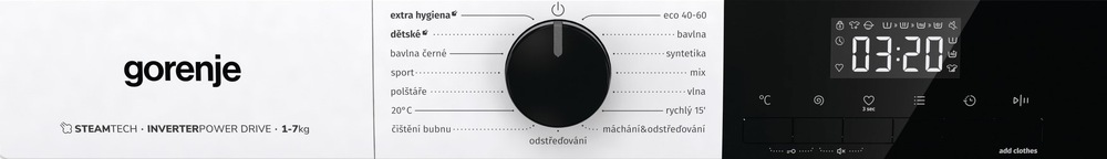 Práčka Gorenje Essential WESI74AS biela Práčka Gorenje WESI74AS, biela, ovládací panel