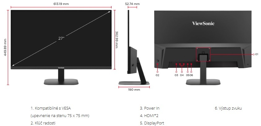 Monitor ViewSonic VA2708-4K-HD čierny