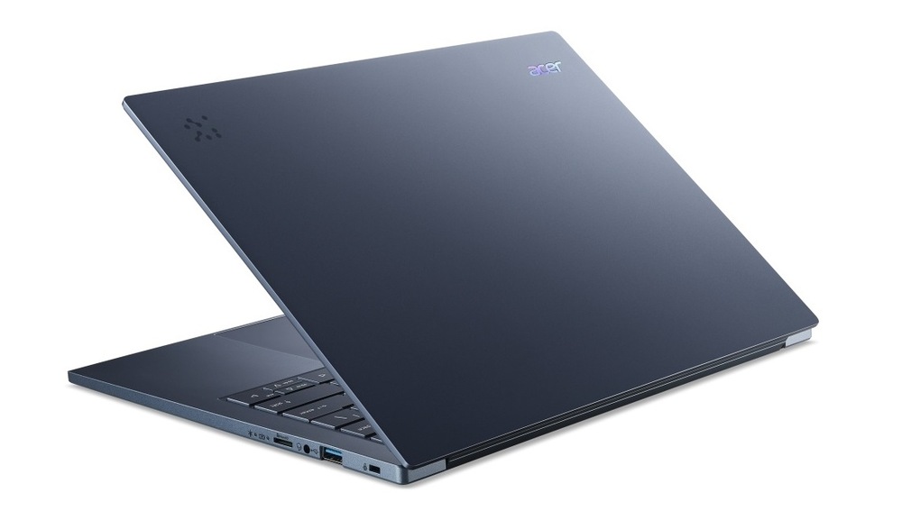 Notebook Acer Aspire 14 AI (A14-11M-X6R7) modrý Polootvorený notebook Acer Aspire 14 AI (A14-11M-X6R7) zozadu