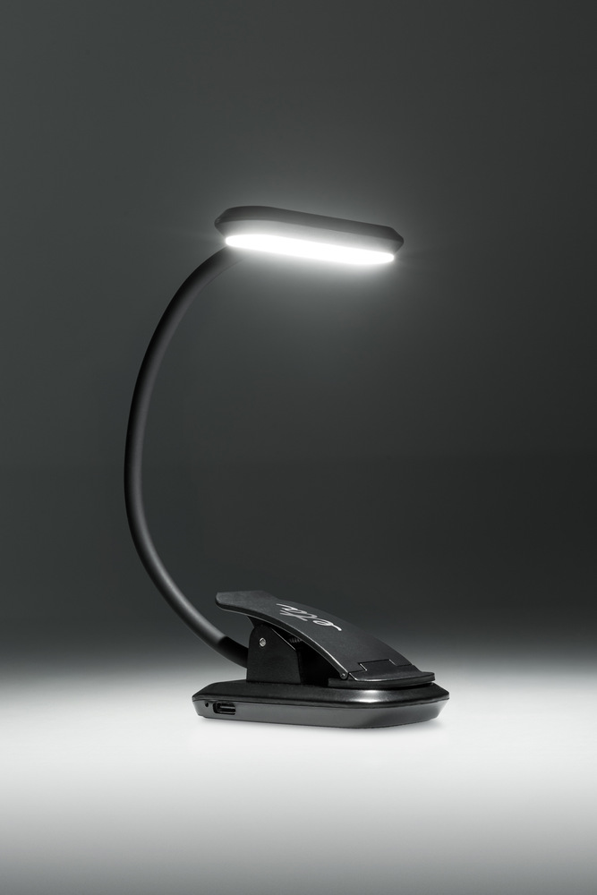 Stolná lampa ETA 089490000 s klipom, nabíjacia, stmievateľná čierna Čierna bezdrôtová lampička ETA 0894 s ohybným krkom a klipom, ktorý slúži ako stabilný podstavec na rovnom povrchu