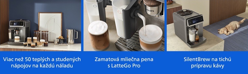 Automatický kávovar Philips 8000 Series LatteGo Pro EP8757/92 sivý Automatický kávovar Philips EP8757/92 ponúka viac ako 50 teplých aj studených nápojov, pripravuje zamatovo jemnú mliečnu penu pomocou systému LatteGo Pro a vďaka technológii SilentBrew zaisťuje tichú prevádzku pri príprave kávy.