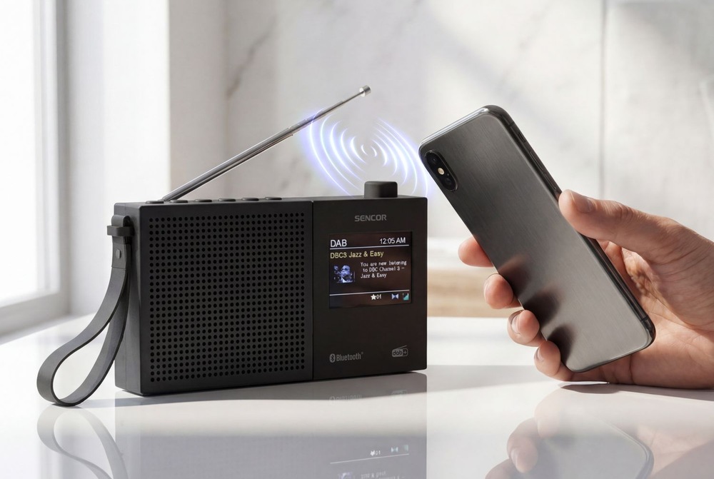 Streemovanie hudby z telefónu do rádioprijímača DAB+ Sencor SRD 7790B