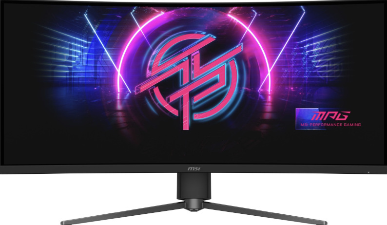 Čelný pohľad na zakrivenú 34" obrazovku monitora MSI MPG 346CQRF X24