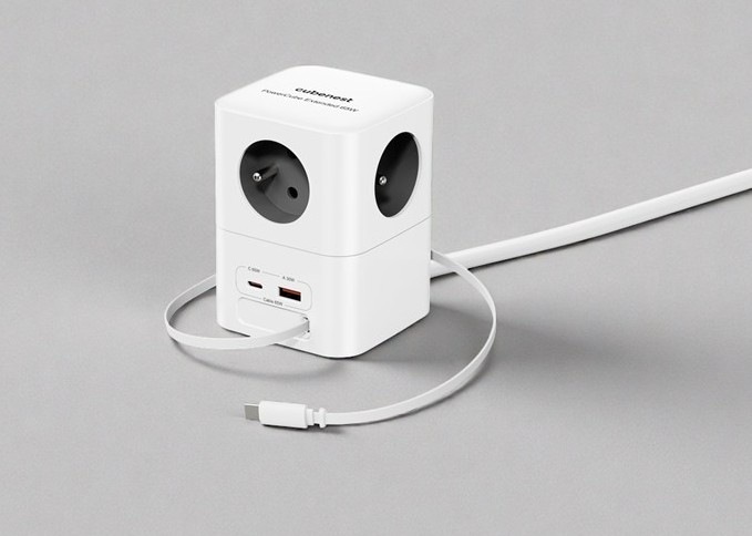 Rozbočovacia zásuvka Cubenest PowerCube 4xAC, PD 65W, 2xC,1xA, 1.5m kabel sivá/biela Rozbočovacia zásuvka Cubenest