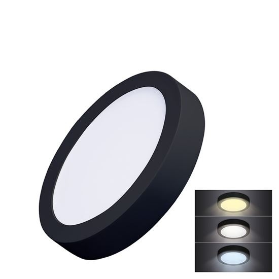LED stropné svietidlo Solight CCT, prisadené, 24 W, 900 lm, okrúhle čierne