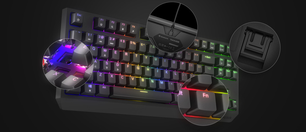 Klávesnica Genesis THOR 230, TKL, RGB, Outemu Red, US layout čierna Genesis THOR 230 TKL RGB Outemu Red US (NKG2077)