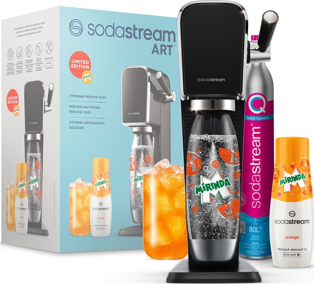Výrobník sódovej vody SodaStream Art Black MIRINDA Mpack čierny Výrobník sódovej vody SodaStream Art Black MIRINDA Mpack čierny