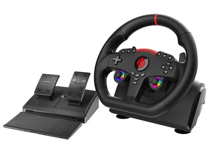 Súprava volantu a pedálov SUPERDRIVE 270 GT v čiernej farbe.