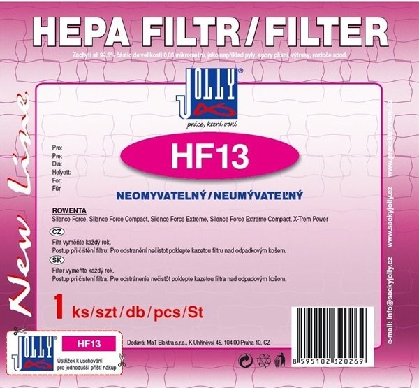 Neumývateľný filter HEPA Jolly HF13 pre Rowenta Silence