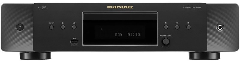 Detail čelného panelu CD prehrávača Marantz CD70 s displejom a USB vstupom
