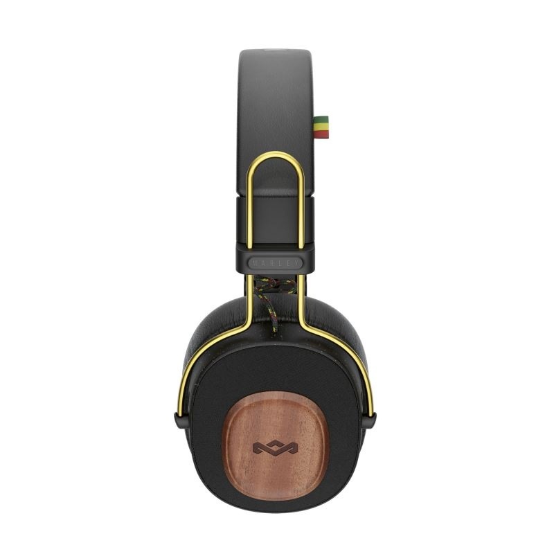 Slúchadlá Marley Positive Vibration Riddim BT, Rasta čierna/zlatá/drevená Slúchadlá Marley Positive Vibration Riddim BT, Rasta čierna/zlatá/drevená