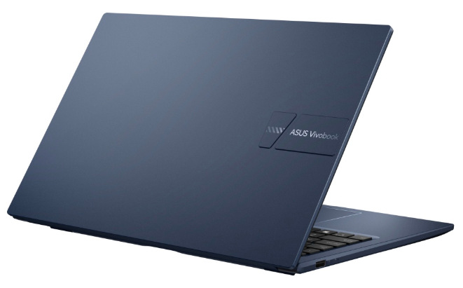 Notebook Asus Vivobook 15 modrý Zadná strana modrého notebooku ASUS Vivobook 15 Quiet Blue s decentným logom na veku