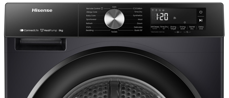 Sušička Hisense DH3S802BB3, čierna, mobilná aplikácia Connect Life