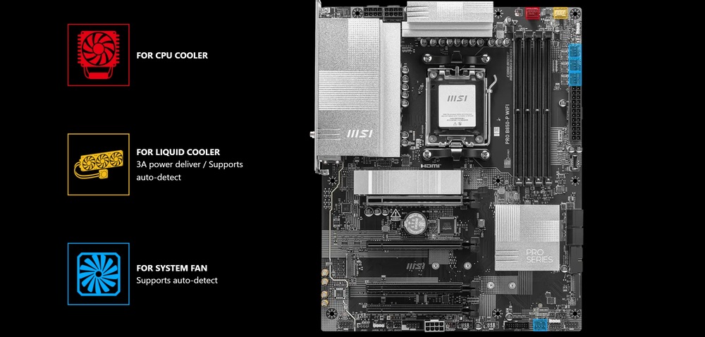 Základná doska MSI PRO B850-P WIFI Chladiaca technológia bráni prehriatiu dosky