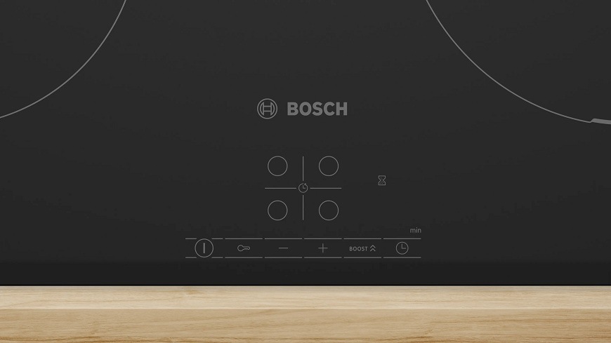 Indukčná varná doska Bosch Serie 4 PIF61ABB5E Matt Design čierna Detailný záber na dotykové ovládanie varnej dosky Bosch PIF61ABB5E