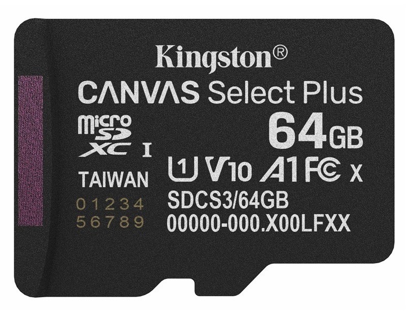 Pamäťová karta Kingston Canvas Select Plus MicroSDXC 64GB UHS-I U1 (R100/W30) čierna