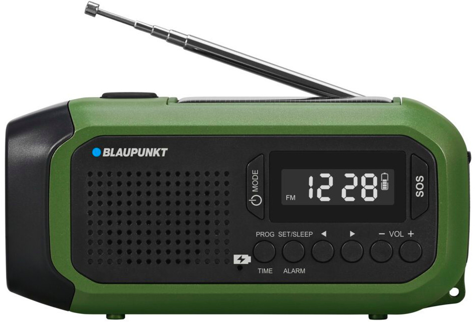 Rádioprijímač Blaupunkt ER20GR Survival s teleskopickou anténou a LED displejom pre FM a AM príjem