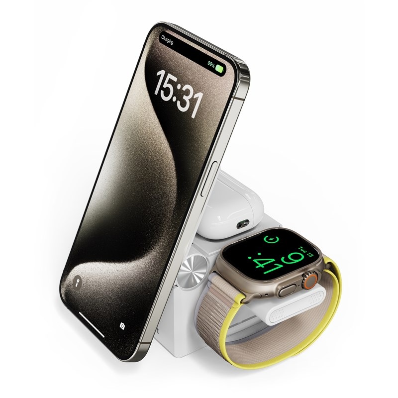 Bezdrôtová nabíjačka Cubenest E311 3v1 s MagSafe biela