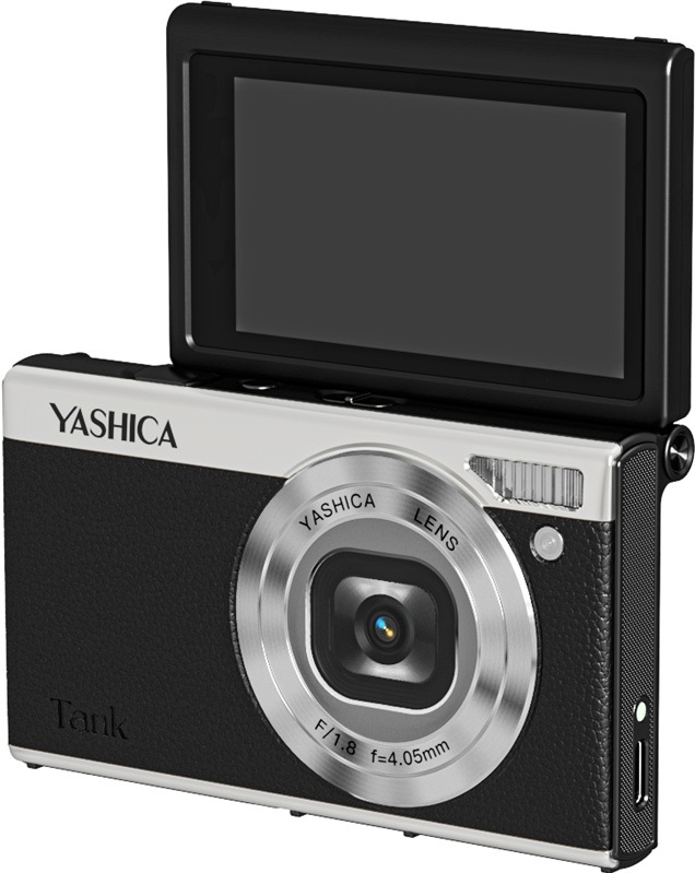 Kompaktný fotoaparát Yashica Tank, čierna farba