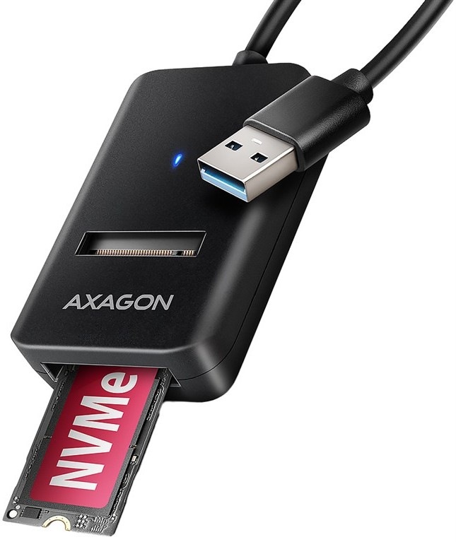 Adaptér Axagon USB 3.2 Gen 2 - M.2 NVMe & SATA SSD s 10cm káblom v čiernom dizajne