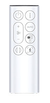 Čistička vzduchu Dyson Find+Follow™ Cool PC3 TP14 biela/zlatá Diaľkový ovládač čističky vzduchu Dyson s tlačidlami pre výkon, automatický režim a otáčanie.