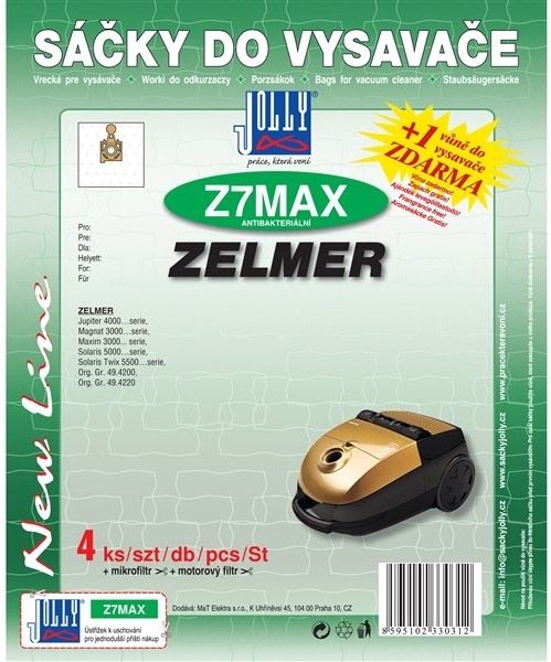 Látkové vrecká do vysávača Jolly MAX Z 7 pre vysávače ZELMER Magnat 3000, Jupiter 4000, Maxim 3000, Solaris 5000″ width=