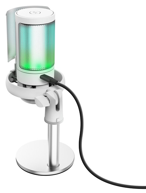 Mikrofón Trust GXT238 Auron, USB-C, RGB biely Zelené podsvietenie mikrofónu Trust GXT238 Auron