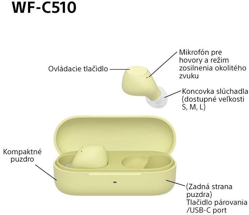 Slúchadlá Sony WF-C510 - žltá