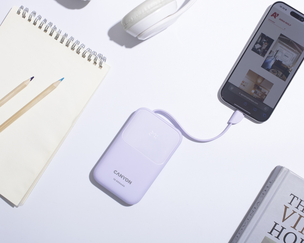 Powerbank Canyon OnPower 101 PD22,5W 10 000 mAh fialový