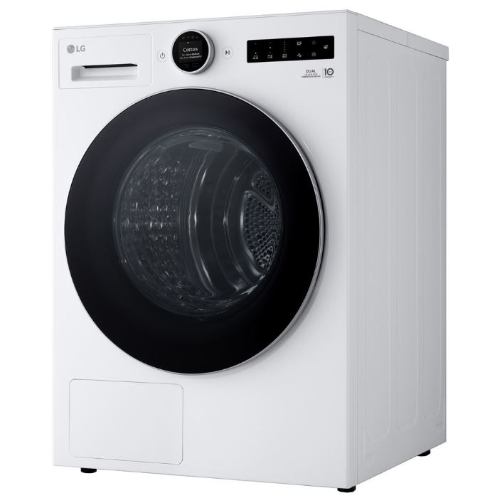 Sušička bielizne LG RHX7009TLB biela Biela sušička prádla LG RHX7009TLB, natočená do boku a zatvorená