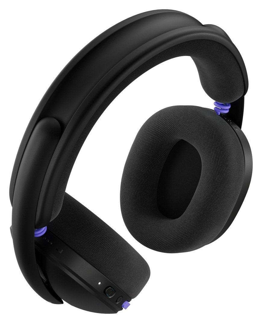 Detailný pohľad na headset Logitech G325 LIGHTSPEED Wireless s mäkkými náušníkmi a polstrovaným hlavovým mostom na čiernom pozadí.