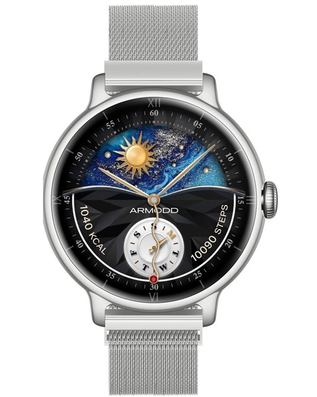 Chytré hodinky ARMODD Candywatch 5 GPS s kovovým remienkom + silikónový remienok, strieborná farba.