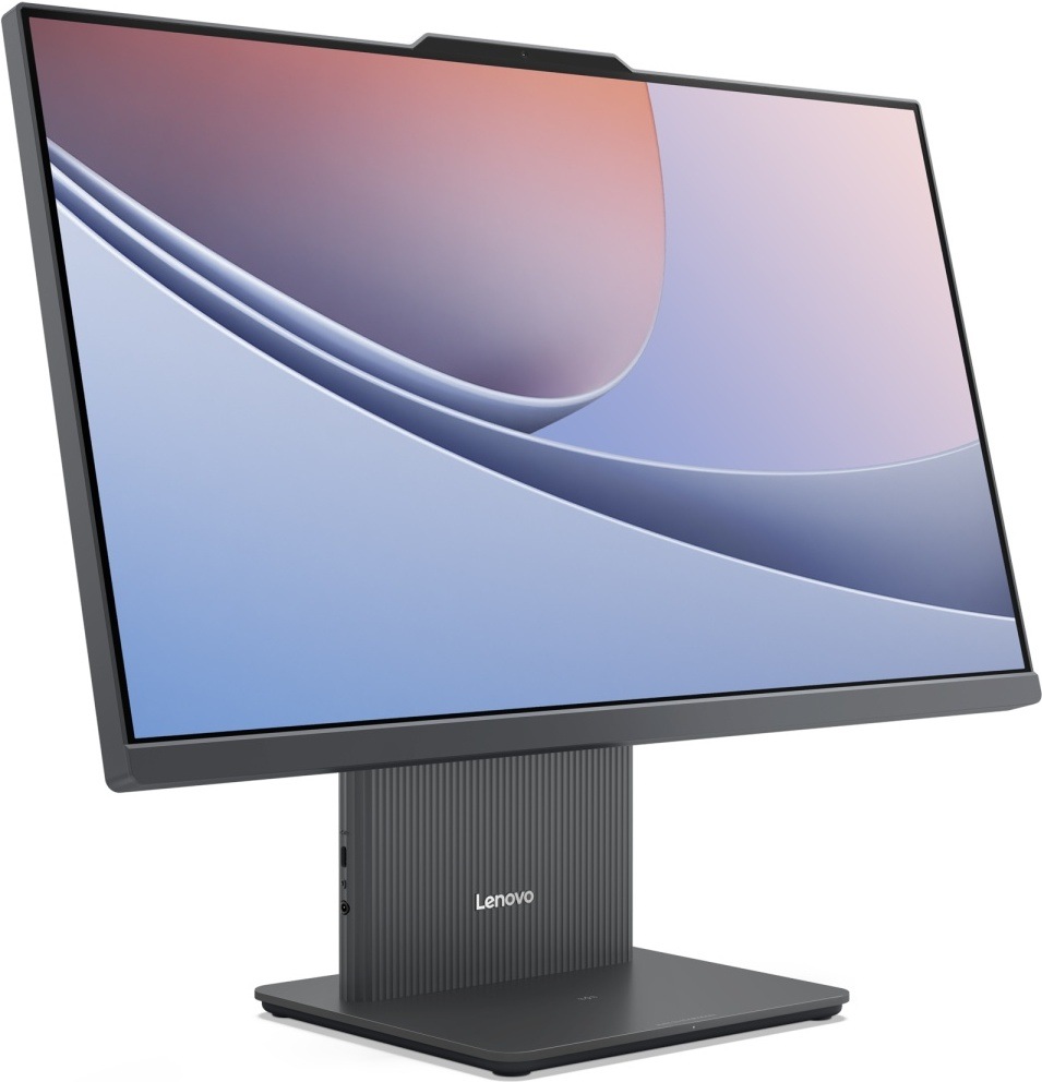 PC all in-one Lenovo IdeaCentre 24IRH9 sivý Pohľad na prednú stranu a pravý bok Lenovo IdeaCentre