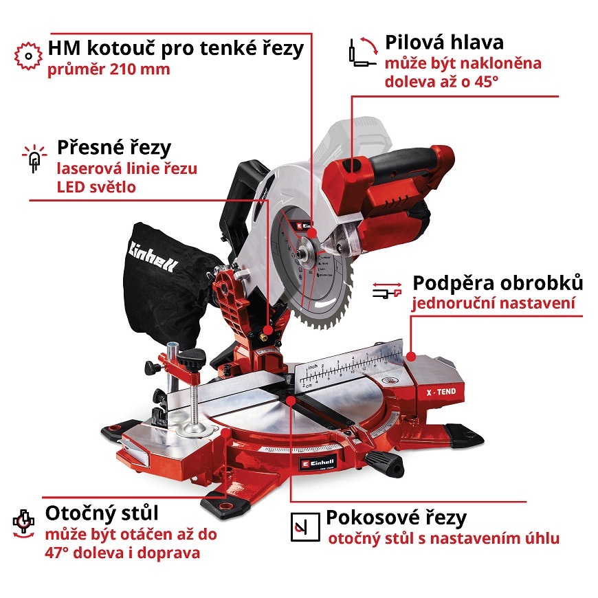 Píla úkosová Einhell TE-MS 18/210 Li (bez batérie) 4300890 Píla úkosová Einhell TE-MS 18/210 Li (bez batérie) 4300890