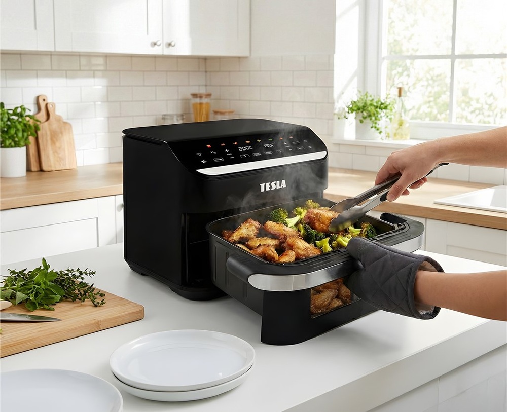 Fritéza teplovzdušná Tesla AirCook DualHeat QD575 XXL čierna Fritéza teplovzdušná Tesla AirCook DualHeat QD575 XXL čierna