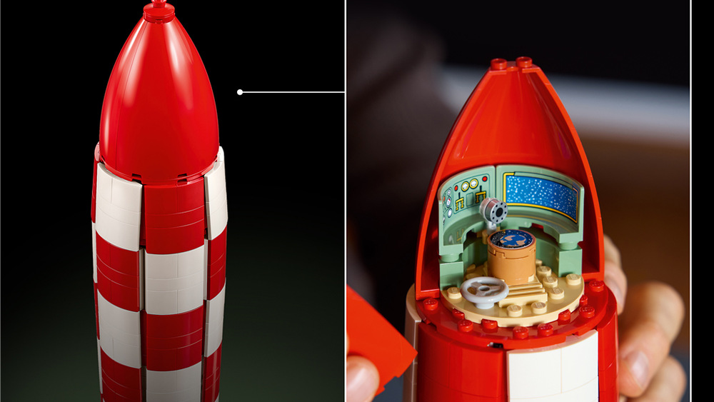 Stavebnica LEGO® Ideas 21367 Tintin® a raketa na Měsíc Raketa inšpirovaná Tintinom zachováva ikonický vzhľad a po zostavení poslúži ako výrazná dekorácia.