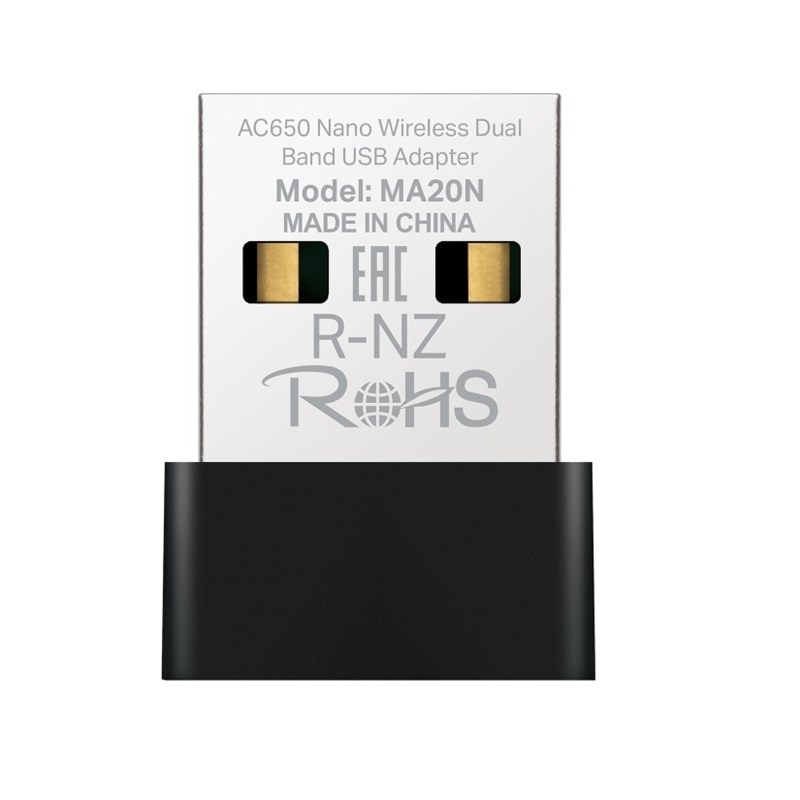 Wi-Fi adaptér Mercusys MA20N, AC650 Nano, USB čierny
