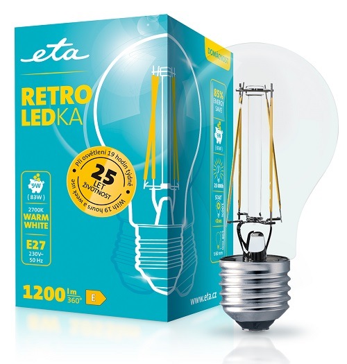 žiarovka ETAA60W9WWF01, retro