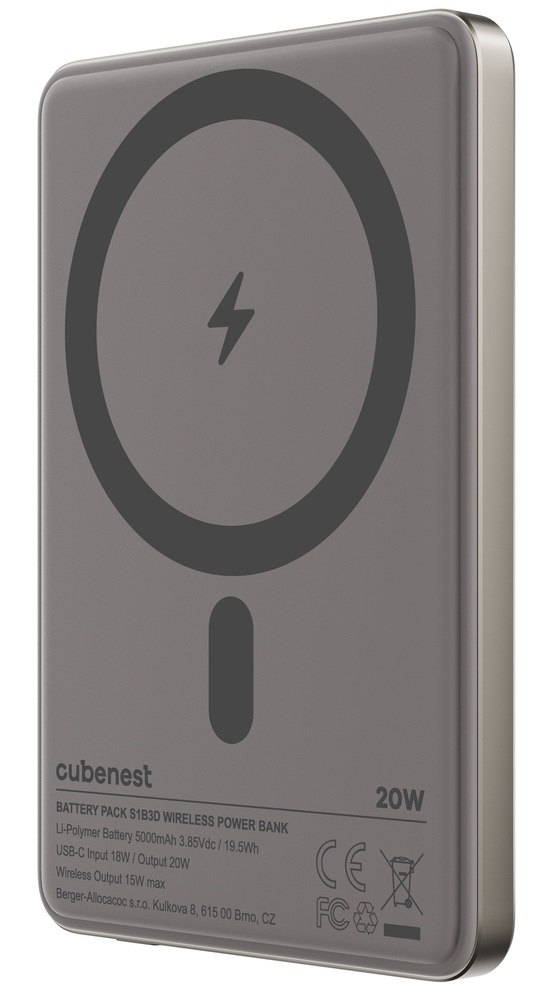 Powerbank Cubenest SlimDual MagSafe 5000 mAh titánová farba „Powerbank