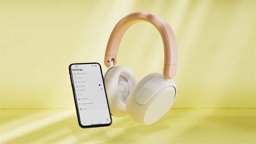 Slúchadlá Philips DetskáTAK5500AL béžová Slúchadlá Philips TAK5500AL a smartfón s mobilnou aplikáciou pre rodičov