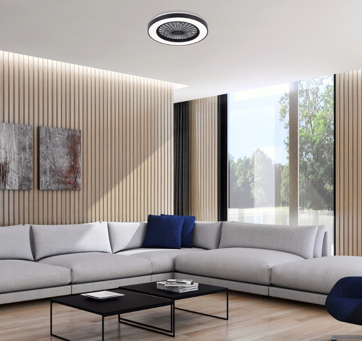 LED stropné svietidlo Rabalux Dalfon2, s ventilátorom čierne/strieborné „Stropné
