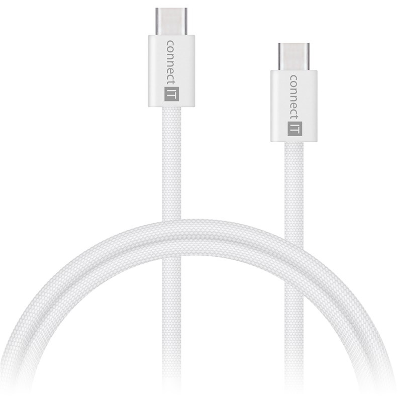 Kábel Connect IT Wirez USB-C/USB-C, 60 W, 1 m biely