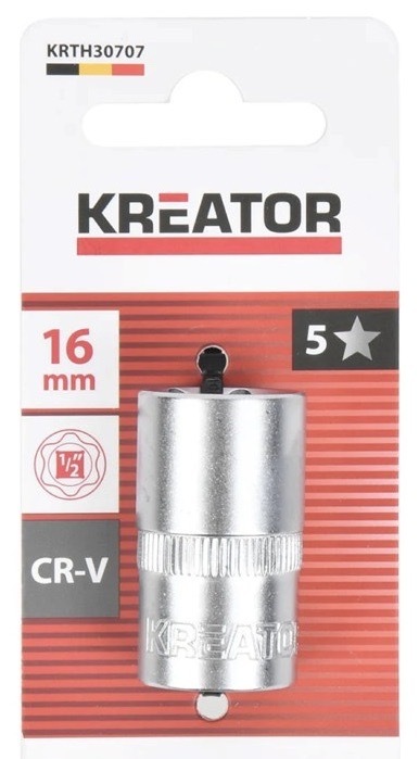 Nástrčná hlavica Kreator s rozmerom 16 mm, kvalitná oceľ