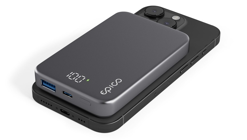 Powerbank Epico Mag + Aluminium 10 000mAh + kábel USB-C/USB-C - šedá