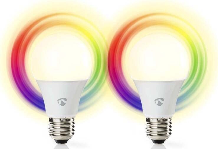 Inteligentná žiarovka Nedis SmartLife klasik, Wi-Fi, E27, 806 lm, 9 W, RGB / Teplá - studená biela, 2ks