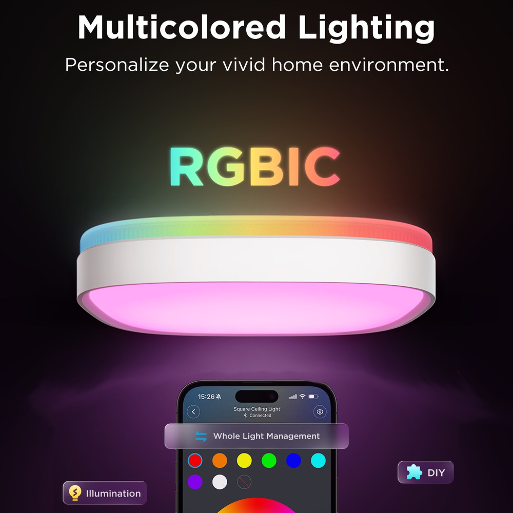LED stropné svietidlo Govee RGBICWW Smart duálny, 2400lm, 30cm, Matter biele Govee RGBICWW Smart duálne stropné svetlo 2400lm 30cm Matter