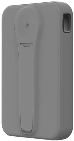 Powerbank ADAM Elements VIONTA C2 Pro 8-in-1 10000 mAh sivá Bočný pohľad na powerbanku Adam Elements s integrovaným pútkom a výklopným stojanom.
